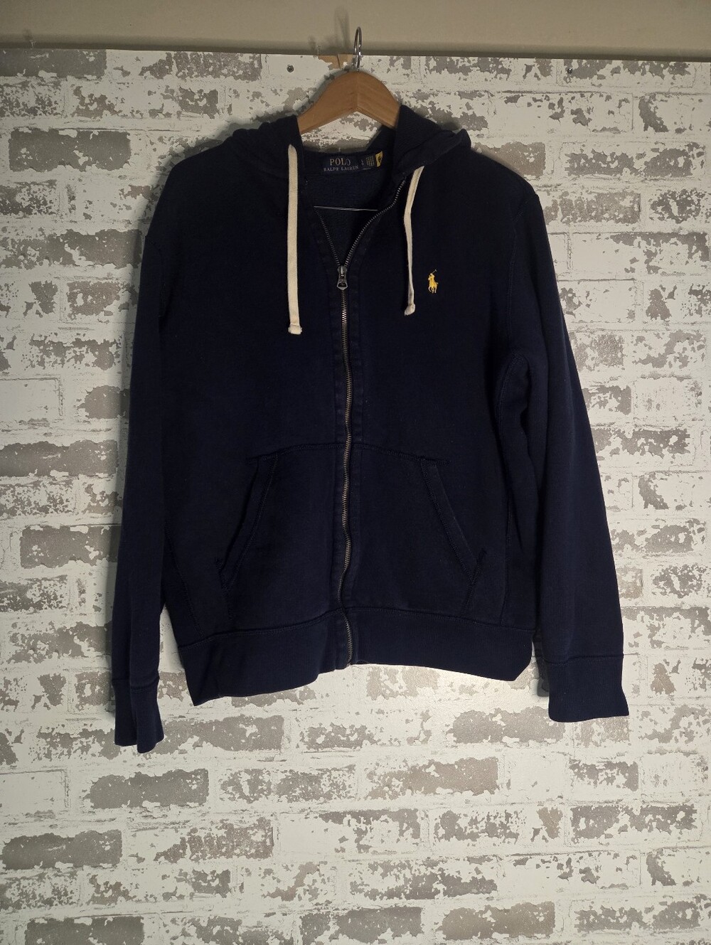 Ralph Lauren Navy Zip-Up Sweatshirt with Contrast Drawcords